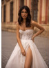 Beaded Strapless Sweetheart Ivory Lace Glitter Tulle Wedding Dress